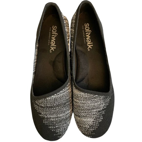 Softwalk Black & White Ballet Flats with Arch Support Women's 8.5W New in Box - Picture 5 of 6